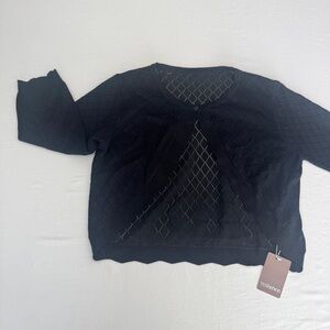 Black Diamond-Knit Cropped Cardigan